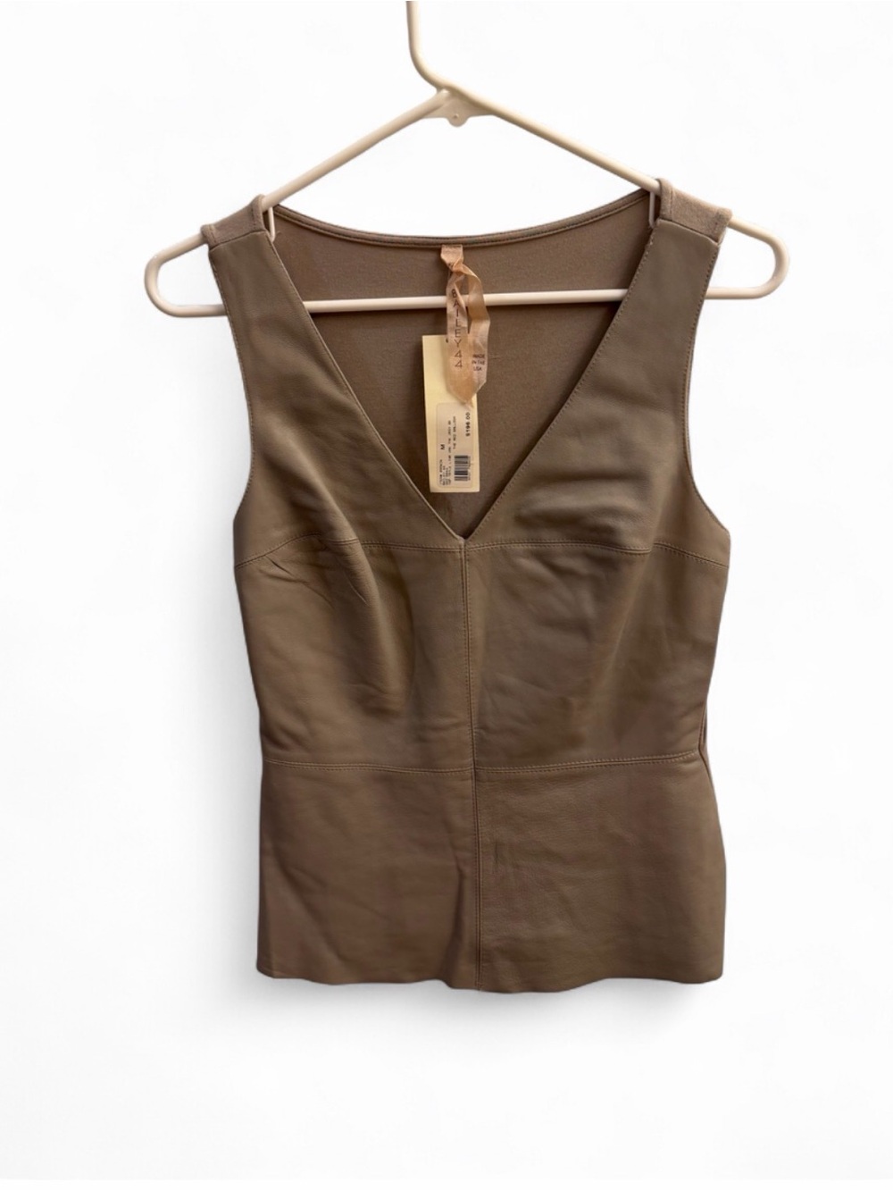 Bailey 44 Leather Front V-Neck Tank Top Size M NWT $196